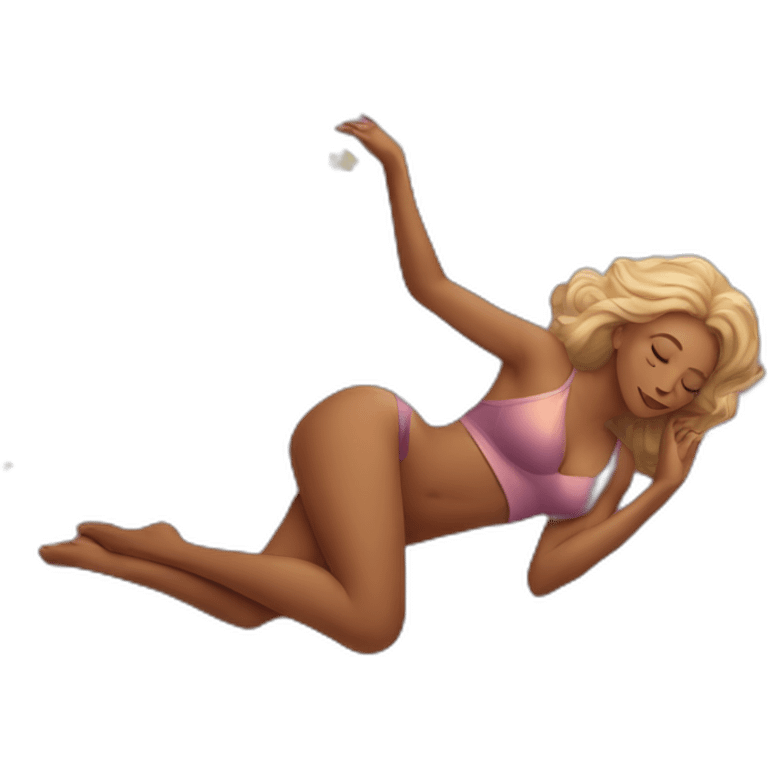 Beautiful woman laying like a star emoji