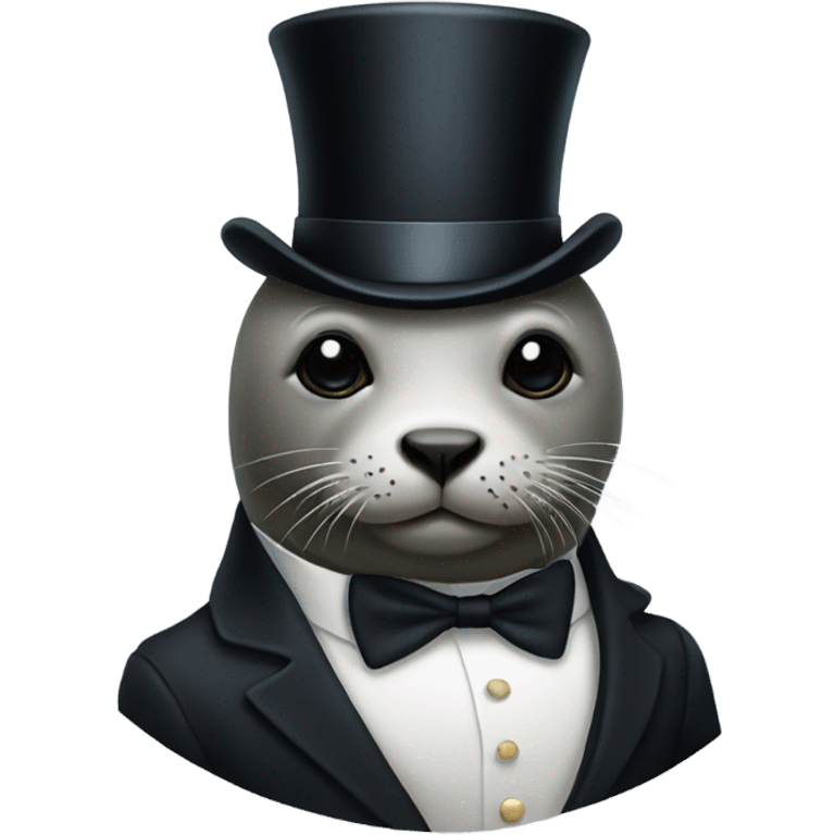 Seal wearing a suit and top hat  emoji