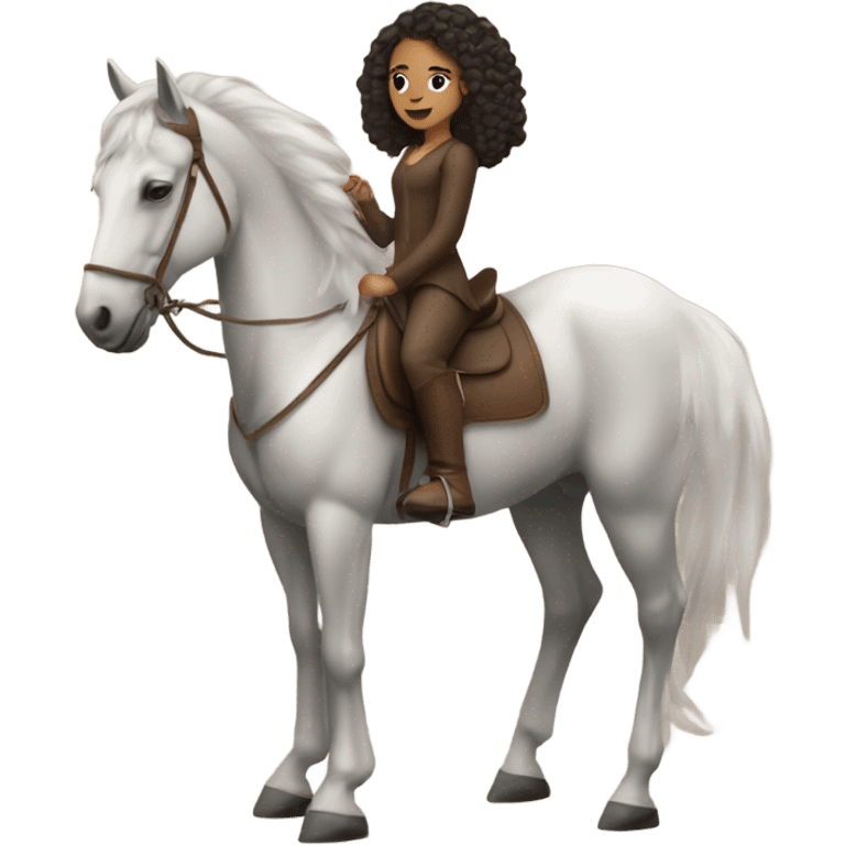 A lightskin girl on a horse emoji