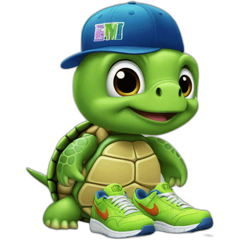 turtle with nike shoes on and a nyc cap emoji