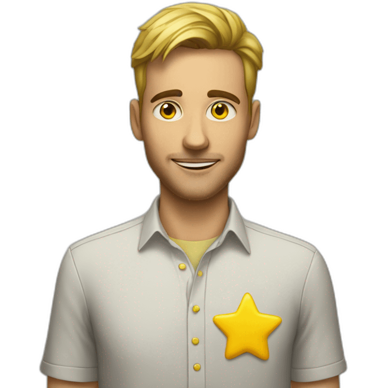 A man wearing a yellow star on thé left of his shirt emoji