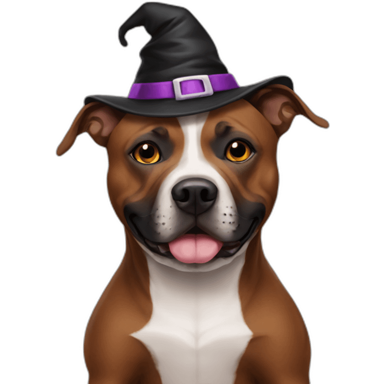 Brown staffy in halloween costume emoji