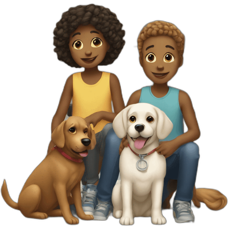 Children and dogs in the city emoji