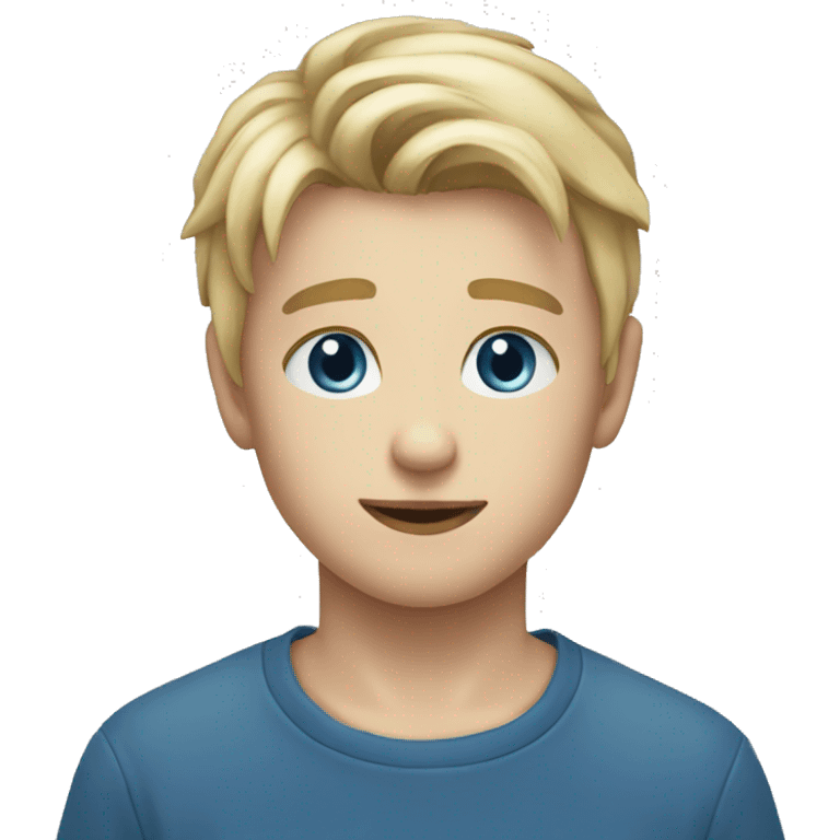 young boy blond hair blue eyes approximatively 25 years just optain degreed emoji