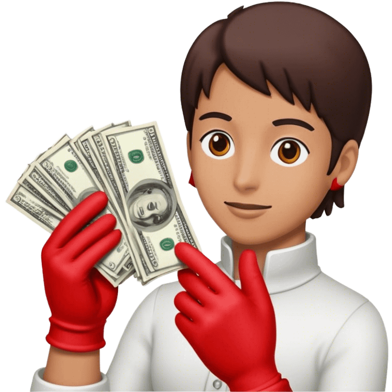 person wearing red gloves with money behind   emoji