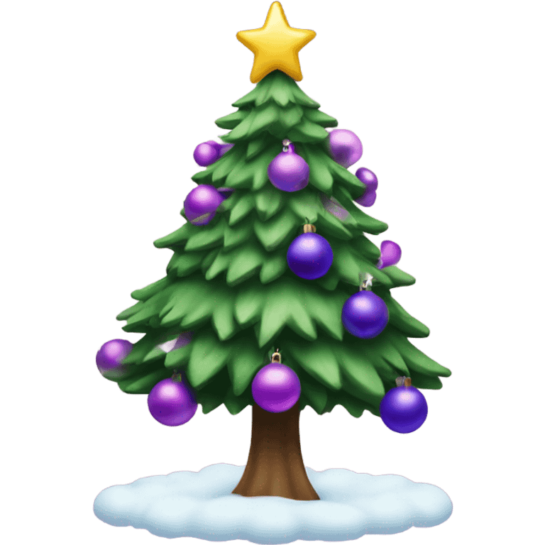 Christmas tree with purple décorations emoji