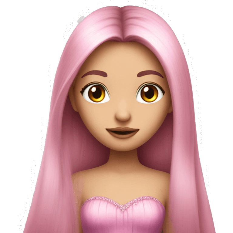 Long straight hair, fairy, pink dress, pink eyes, long eyelashes emoji