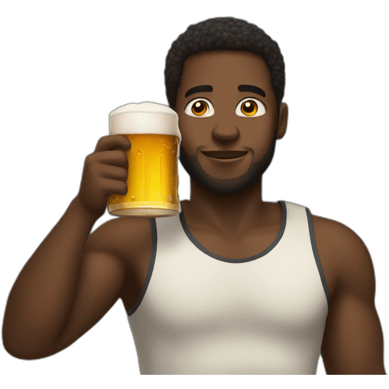 Black guy drinking beer emoji