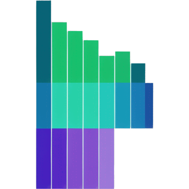 Bar chart with 3 bars and blue, green and violet colors emoji