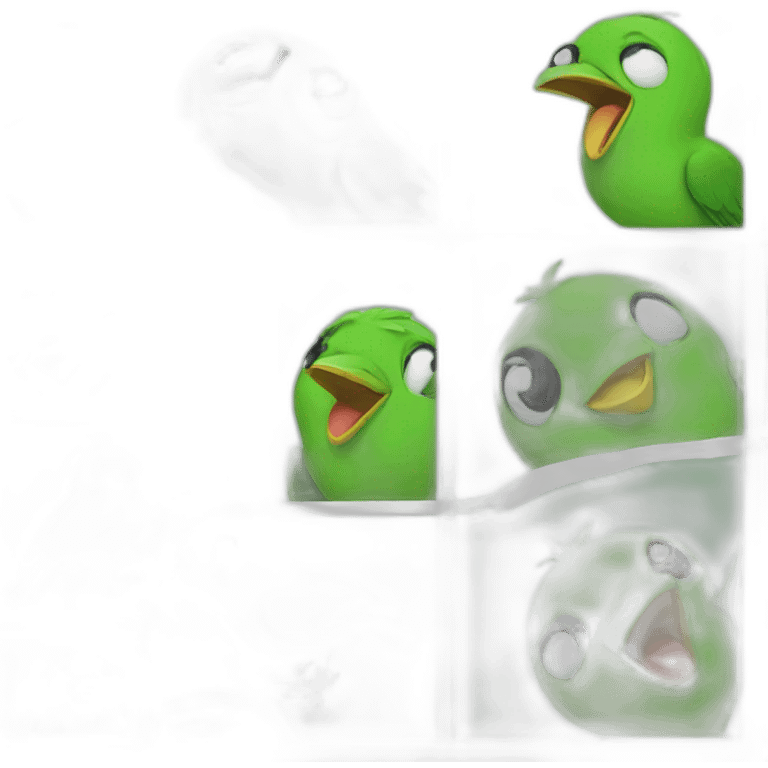 Green bird laughing emoji