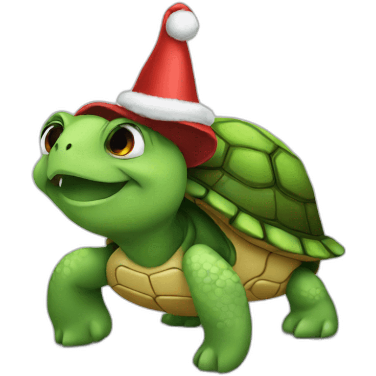 A turtle in a festive cap emoji