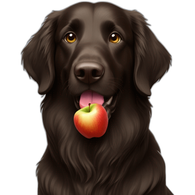 liver flat coated retriever eating an apple emoji