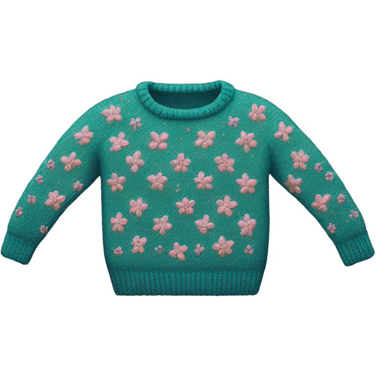 Knit sweater with floral glittery design emoji