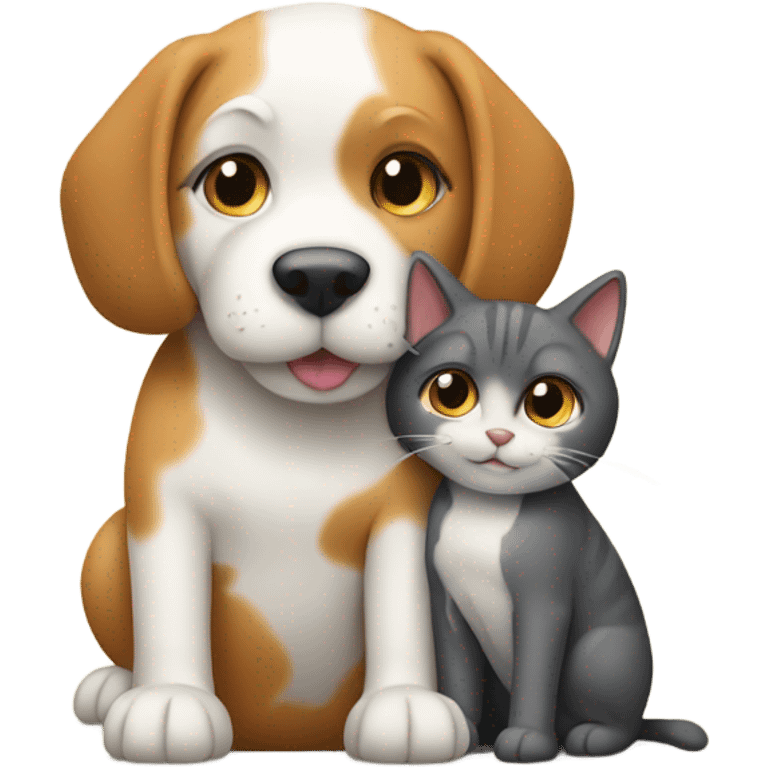 a dog hugs the cat emoji