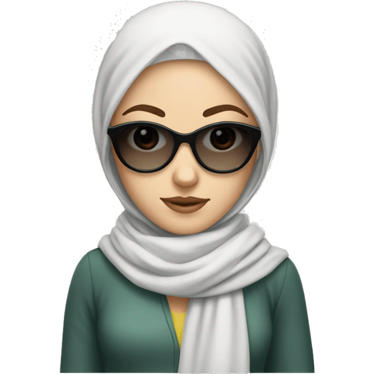 White girl in sunglasses and headscarf emoji