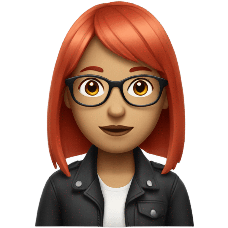 A girl with white bangs and a clear different medium-length red hair, and glasses. emoji