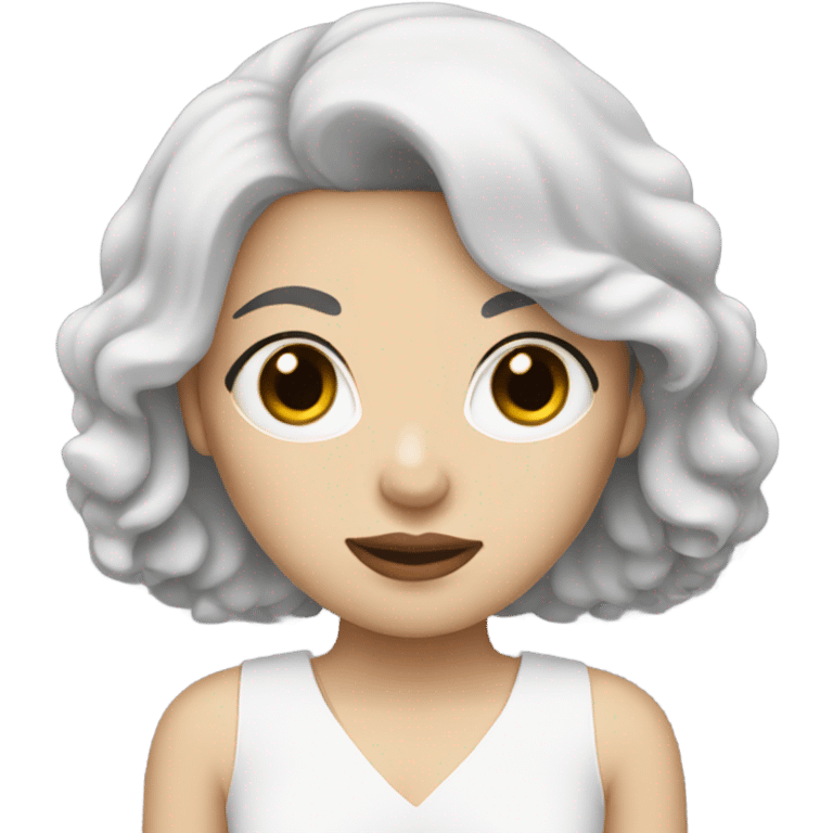 woman with black hair and pale skin with a cockapoo that is black emoji