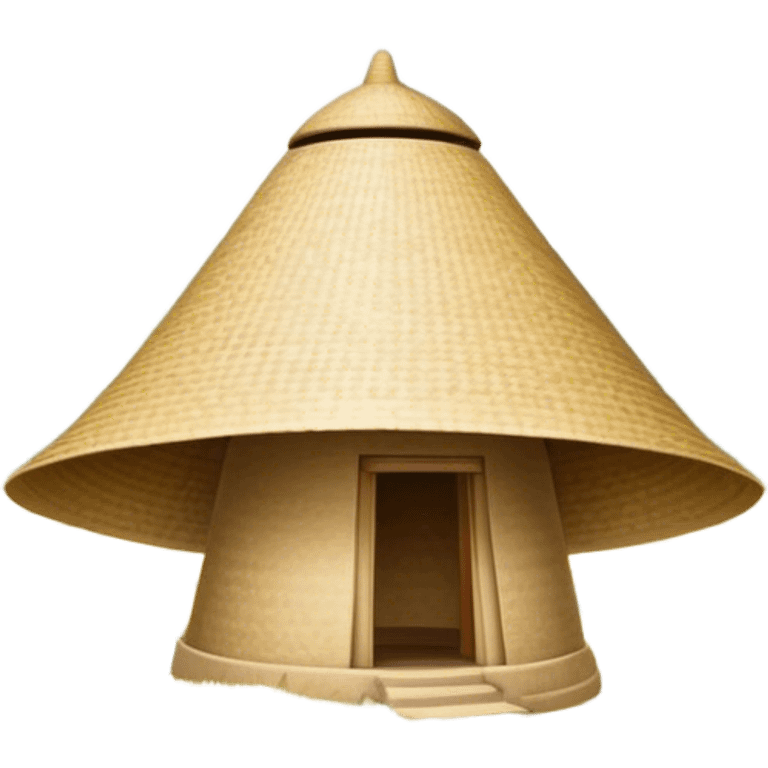 Cinematic Realistic image of an iconic conical hat (Nón Lá), rendered with detailed textures and subtle natural hues, set against a serene rural Vietnamese landscape with gentle, diffused lighting emoji