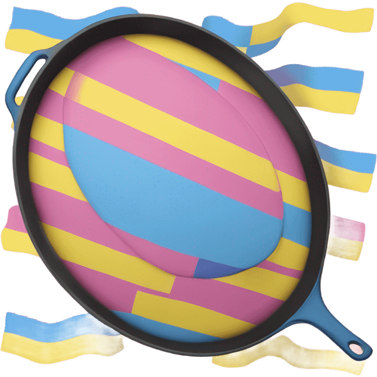 Frying pan with pansexual flag colors emoji