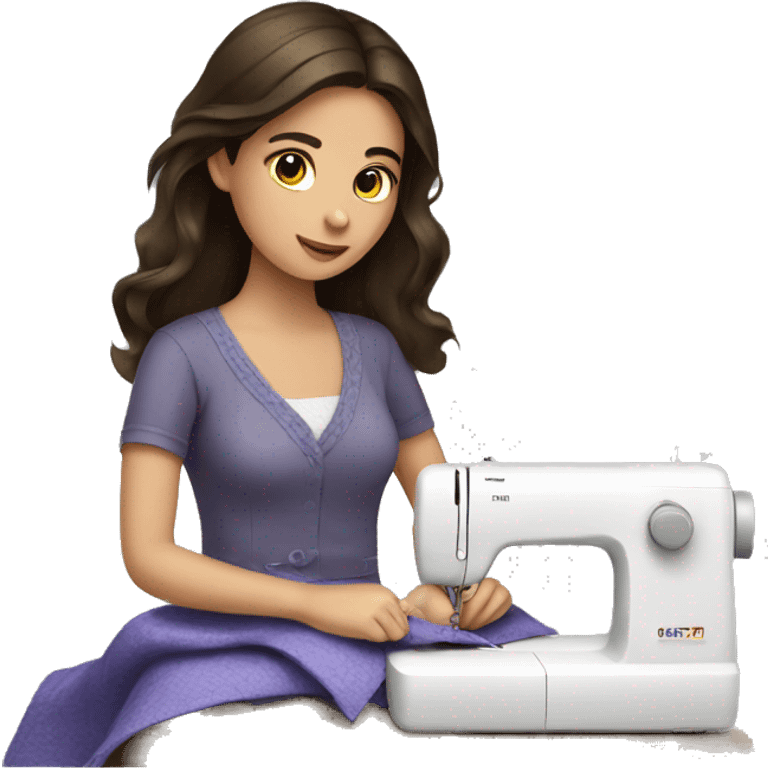 Brunette girl sewing  emoji