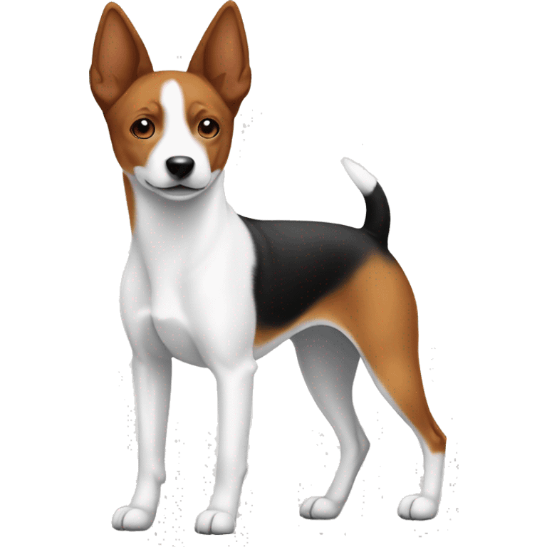 Blank and white basenji with pointy ears emoji