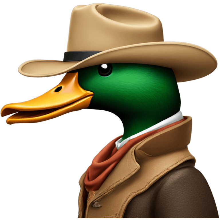 Drake mallard wearing a cowboy hat smoking a cigarette  emoji