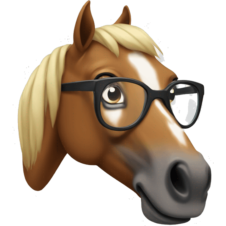 Horse with reading glasses emoji