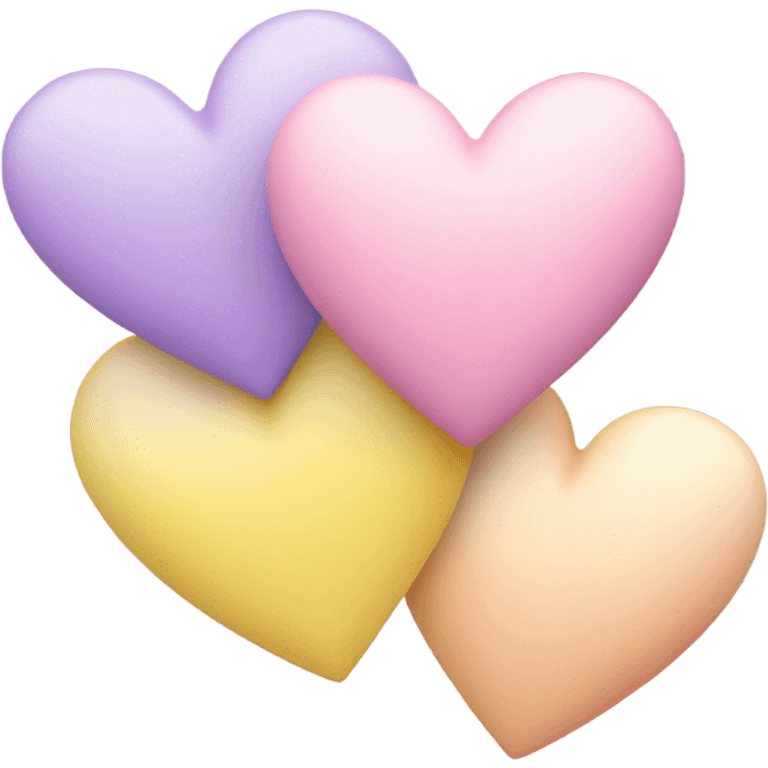 Three pastel hearts- pink yellow purple emoji