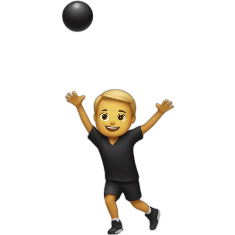 person throwing small ball wearing black emoji