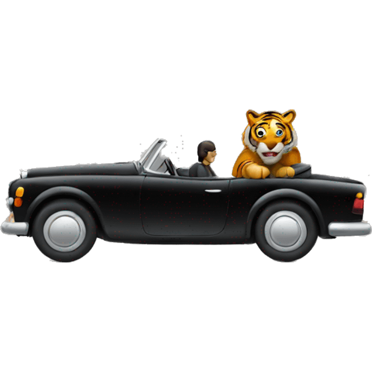 tiger driving black car emoji