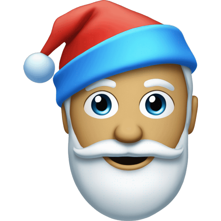 Winter blue laptop with blue Santa hat emoji