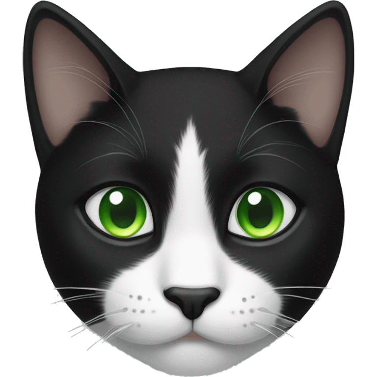 Black an white cat with Green eyes emoji