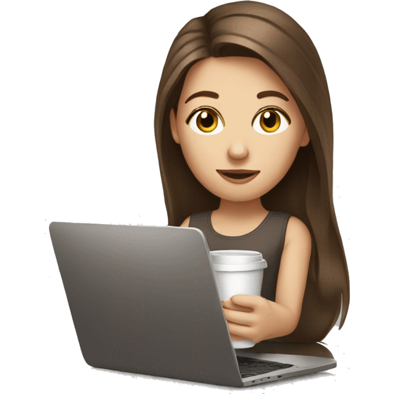 Brown hair white girl with laptop and coffee  emoji