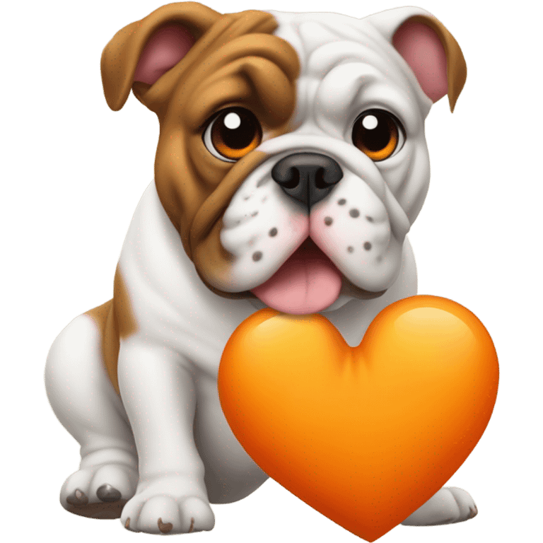 Bulldog an orange heart emoji