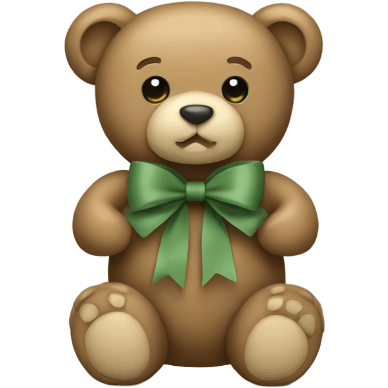 Teddy bear with khaki green bow emoji