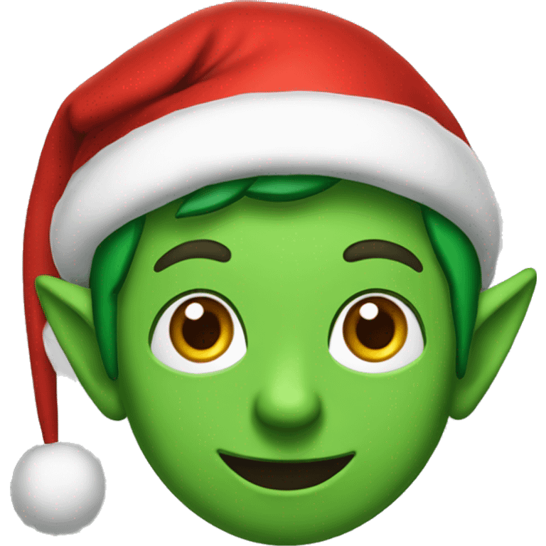 Green Elf with a red Santa hat emoji