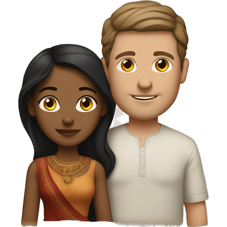 Indian woman and white man as a couple emoji