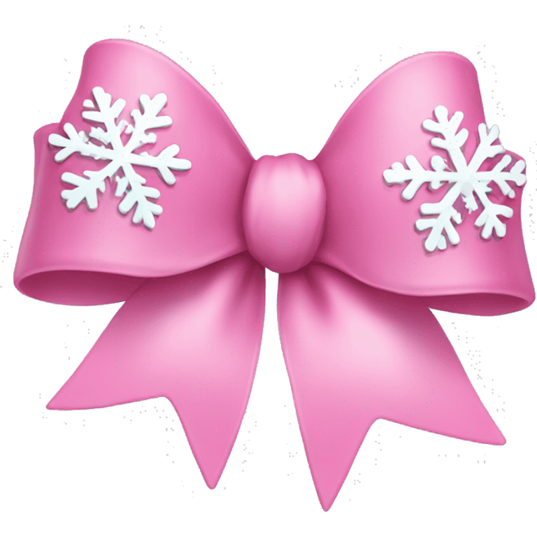 Pink bow with snowflakes emoji