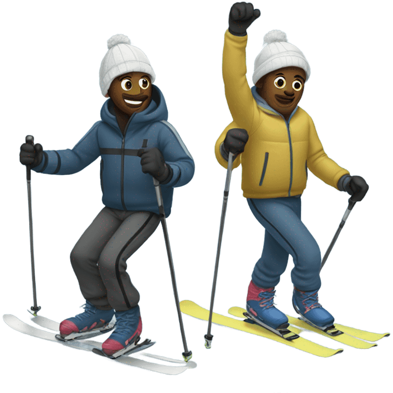 2 guys skiing w sweatpants emoji