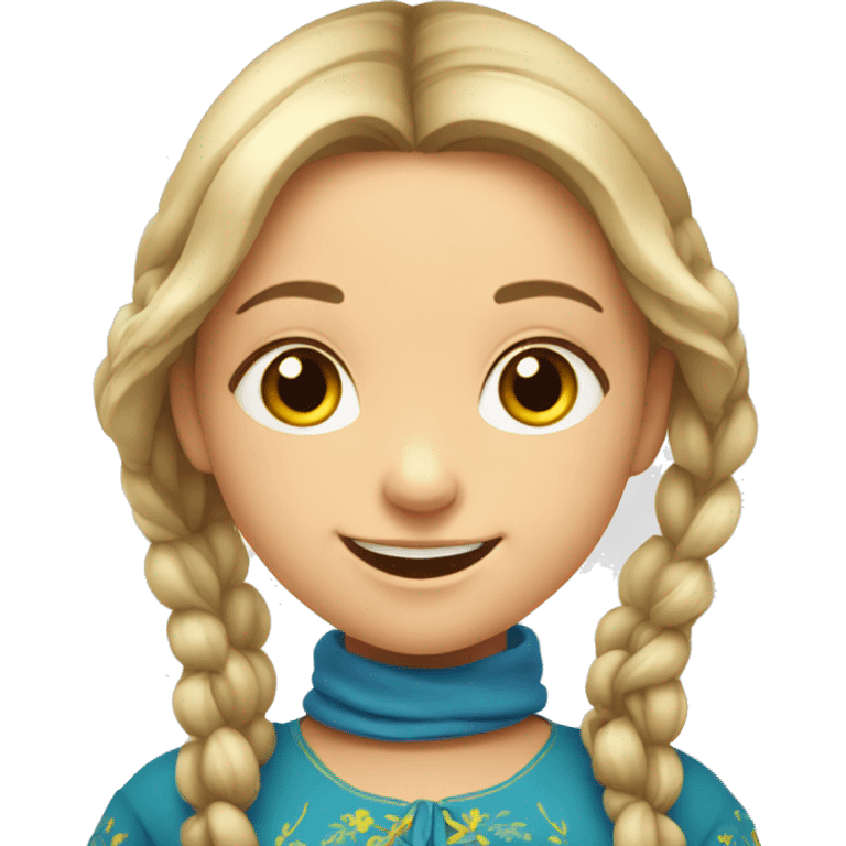 young ukrainian girl with happy playful face emoji