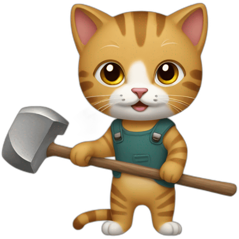 siames cat with a hammer emoji