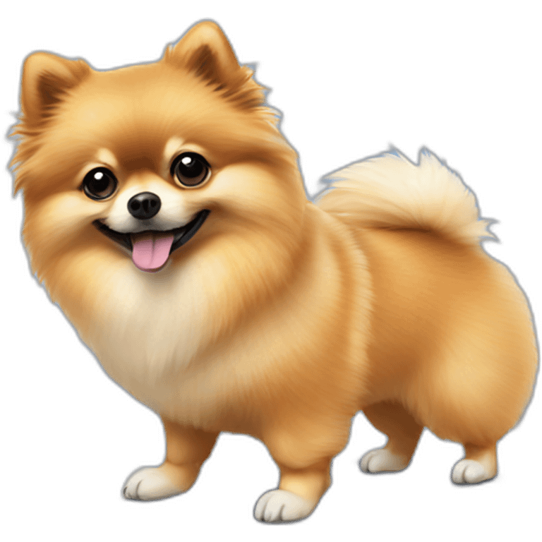 a pomeranian on a snowboard emoji