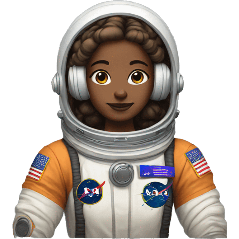 Astronaut girl with brown space buns emoji