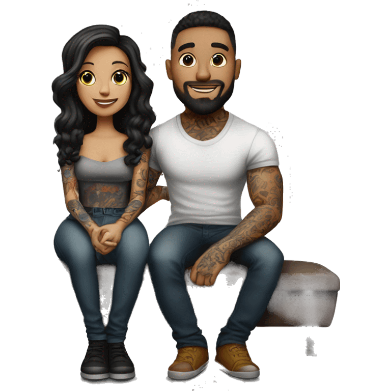 Romantic movie theater date for beautiful tattooed couple emoji