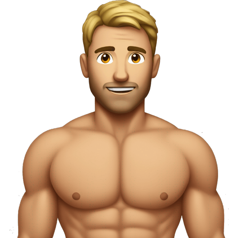 Shirtless male, personal trainer sweating emoji