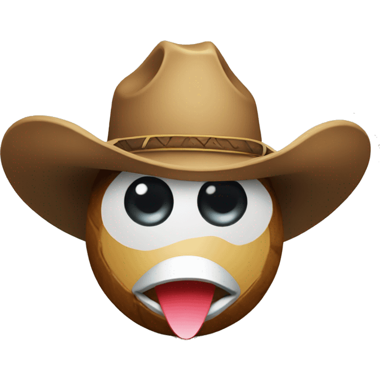 coconut wearing cowboy hat with eyes and duck nose emoji