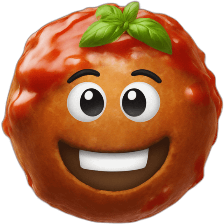 One Meatball with tomato sauce and basil emoji