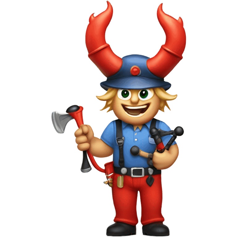 Trump as devil plumber with bagpipes emoji