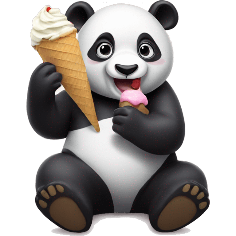 Panda eating ice cream emoji