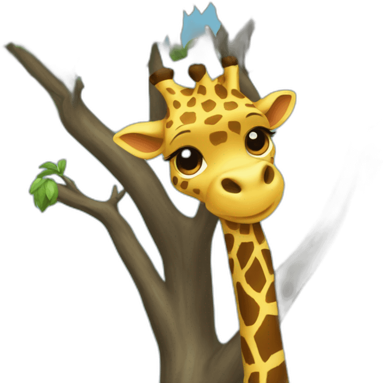 sussy giraffe climbing a tree emoji